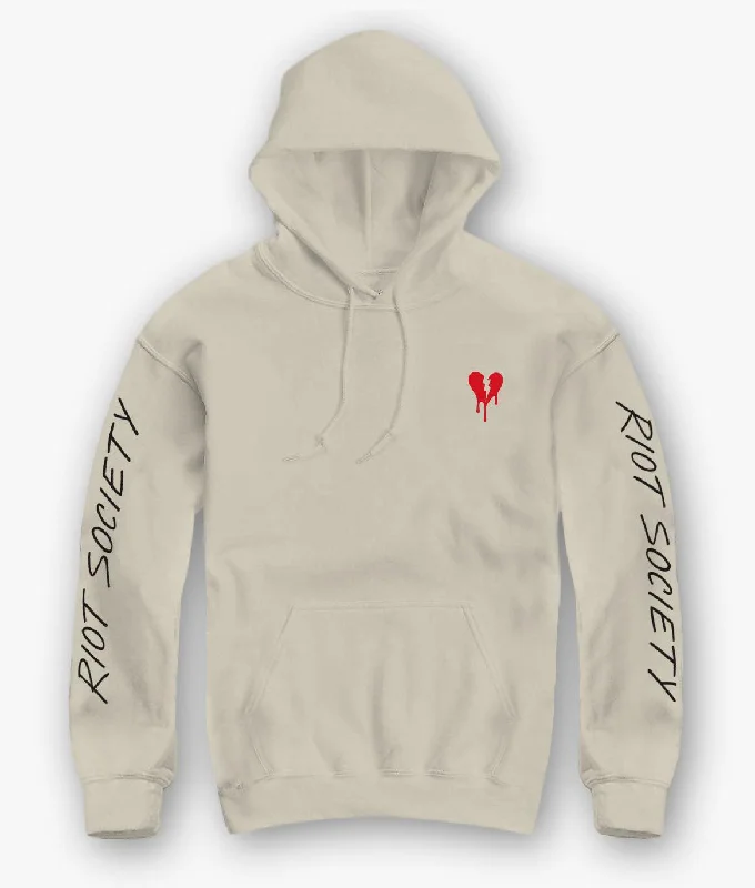 Broken Heart Drip Embroidered Womens Hoodie Hoodie with V-Neck Classic Versatile