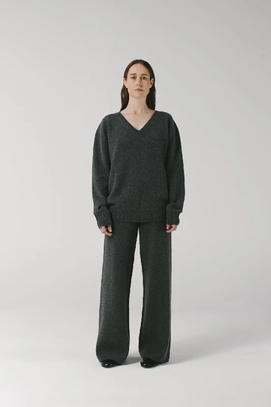 Merino Cashmere Knitted Pants Grey Classic Chino Pants