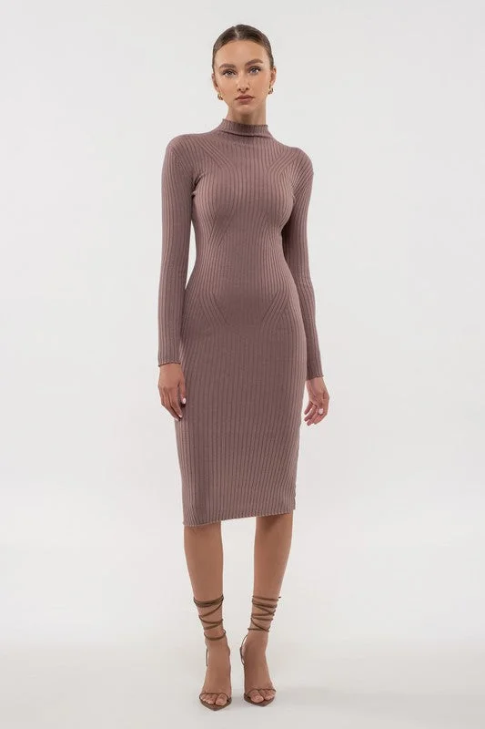 Valerie Ribbed Dress in Mauve Taupe Tunics Trendy modern