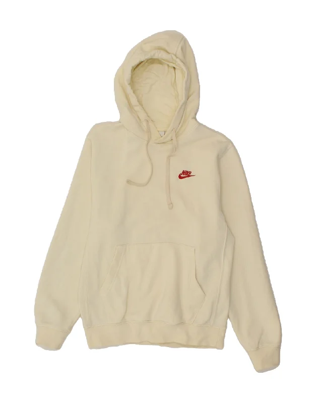 NIKE Womens Hoodie Jumper UK 6 XS Yellow Cotton Hoodie with Crew Neck Simple Timeless