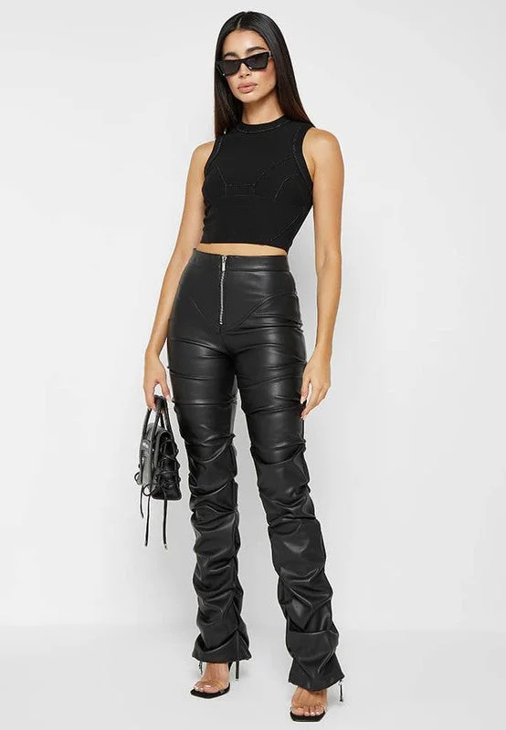 Sexy Skinny Pu Leather Pants Classic Bootcut Trousers