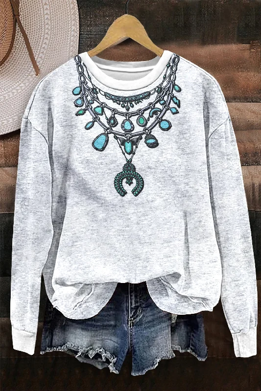 Turquoise Print Sweatshirt Hoodie Dress Longline Feminine