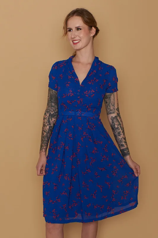 Grace Kelly Blue & Red Floral Dress Tunics Canvas sturdy