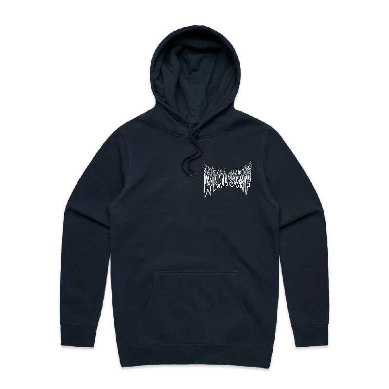 REAL SURF GOOFY FLAMES HOODIE - NAVY Hoodie with Magnetic Closure Innovative Modern