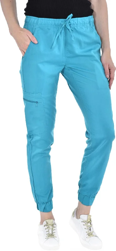 Zipper Cargo Jogger Pant By MediChic XS-2XL / Turquoise Trendy Velvet Pants