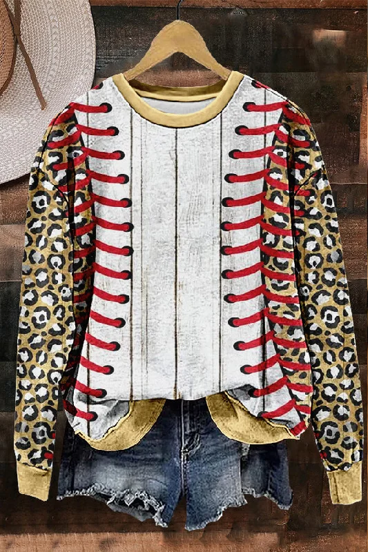 Unique Baseball Print Sweatshirt Hoodie with Patch Decorative Personalized
