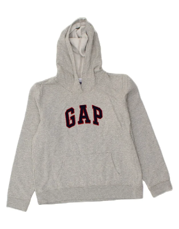 GAP Womens Graphic Hoodie Jumper UK 16 Large Grey Cotton Hoodie with Stripes Bold Sporty GAP Womens Graphic Hoodie Jumper UK 16 Large Grey Cotton Hoodie with Stripes Bold Sporty