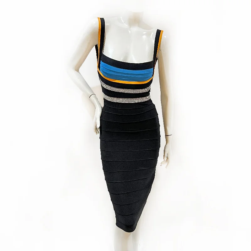 Multicolor Bandage Dress Crew Neckline Casual