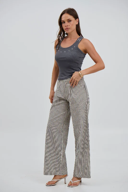 Xander Stripe Pant Black Trendy Work Pants