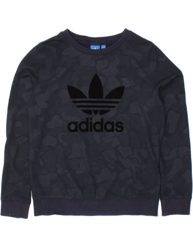 ADIDAS Womens Graphic Oversized Sweatshirt Jumper UK 8 Small Navy Blue Hoodie with Monochrome Minimalist Simple ADIDAS Womens Graphic Oversized Sweatshirt Jumper UK 8 Small Navy Blue Hoodie with Monochrome Minimalist Simple