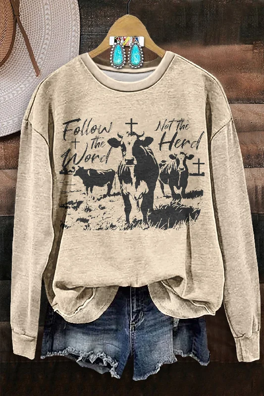 Follow the Word Cowboy Sweatshirt Hoodie with Hem Contrast Bold Stylish