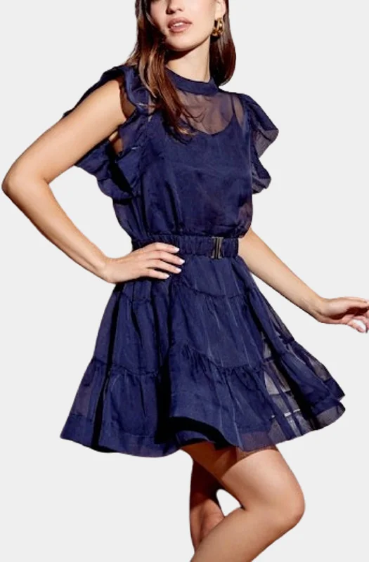 Leia Sheer Overlay Mini Dress with Slip Trendy Bodycon Mini Dress
