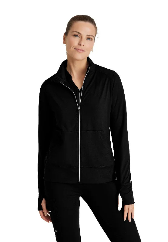 Women's Kangaroo Pocket Zip-Up Warm-Up Jacket Denim Fabric Leather Fabric Suede Fabric Women's Kangaroo Pocket Zip-Up Warm-Up Jacket Denim Fabric Leather Fabric Suede Fabric