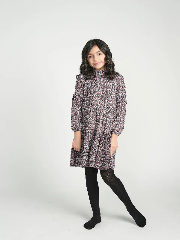 Frilly Print Dress GW24-B Tunics Handmade artisanal