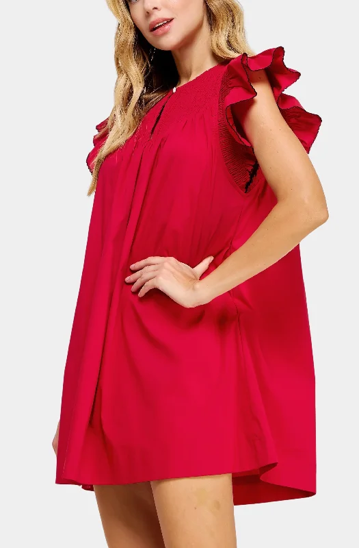 Contrast Edge Detail Ruffled Mini Dress Trendy Tulle Mini Dress