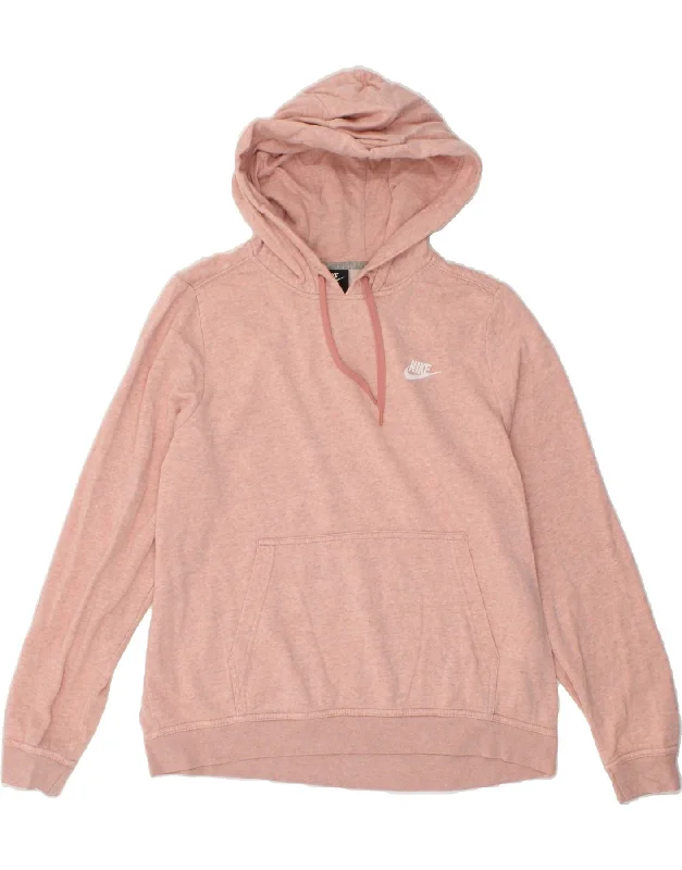 NIKE Womens Oversized Hoodie Jumper UK 16 Large Pink Cotton Hoodie with Mesh Breathable Sporty NIKE Womens Oversized Hoodie Jumper UK 16 Large Pink Cotton Hoodie with Mesh Breathable Sporty
