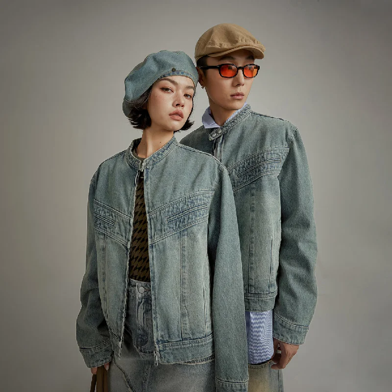 Denim Overfit Jacket Hoodie Zip-Up Jacket Button-Up Jacket