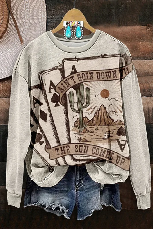 Ain't Going Down Til The Sun Comes Up Sweatshirt Hoodie with Puffed Sleeves Voluminous Trendy Ain't Going Down Til The Sun Comes Up Sweatshirt Hoodie with Puffed Sleeves Voluminous Trendy