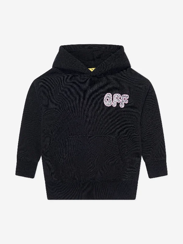Off-White Girls Arrow Chunky Hoodie in Black Hoodie with Zipper Placket Modern Functional Off-White Girls Arrow Chunky Hoodie in Black Hoodie with Zipper Placket Modern Functional