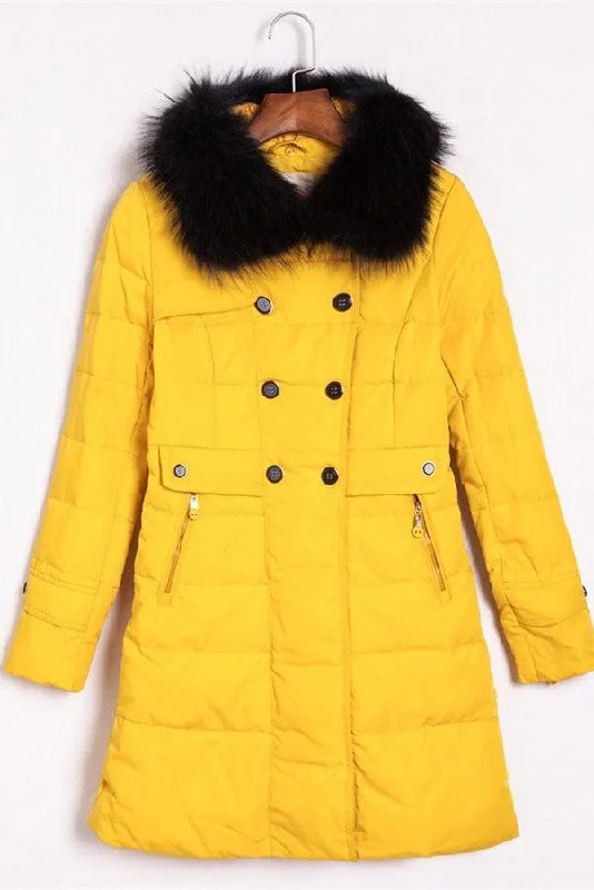 Yellow Comfy Winter Clothes Long Style Women's Down Jacket D7 Mesh Jacket Canvas Jacket Denim Jacket
