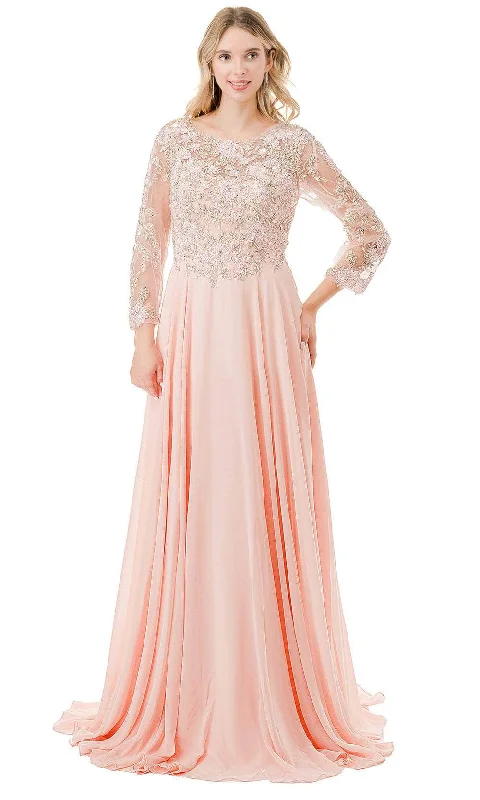 Aspeed Design M2838Y - Illusion Scoop A-Line Evening Dress Off-the-shoulder Chic Trendy