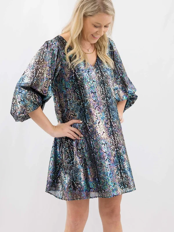 Metallic Snake Print Dress Tunics Bridal satin