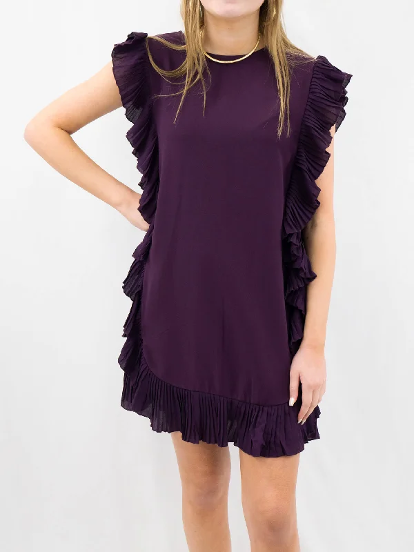 Plum Sugar Ruffle Dress A-Line Day Work