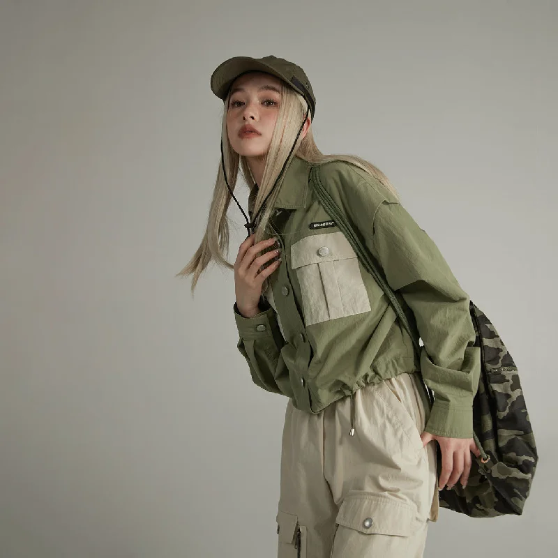 Pocket Color Embroidered Jacket Toggled Jacket Drawstring Jacket Belted Jacket