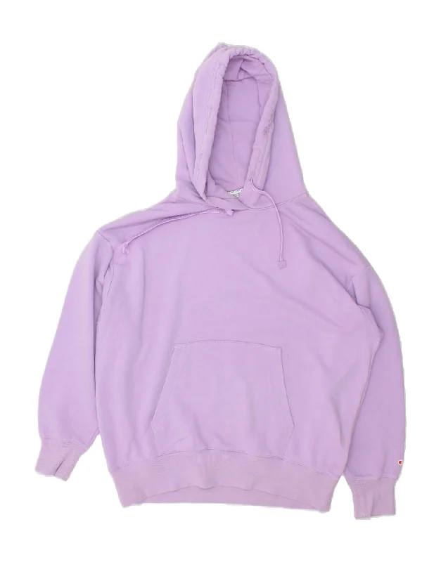 CHAMPION Womens Oversized Hoodie Jumper UK 14 Medium Purple Cotton Hoodie with Print Artistic Unique CHAMPION Womens Oversized Hoodie Jumper UK 14 Medium Purple Cotton Hoodie with Print Artistic Unique