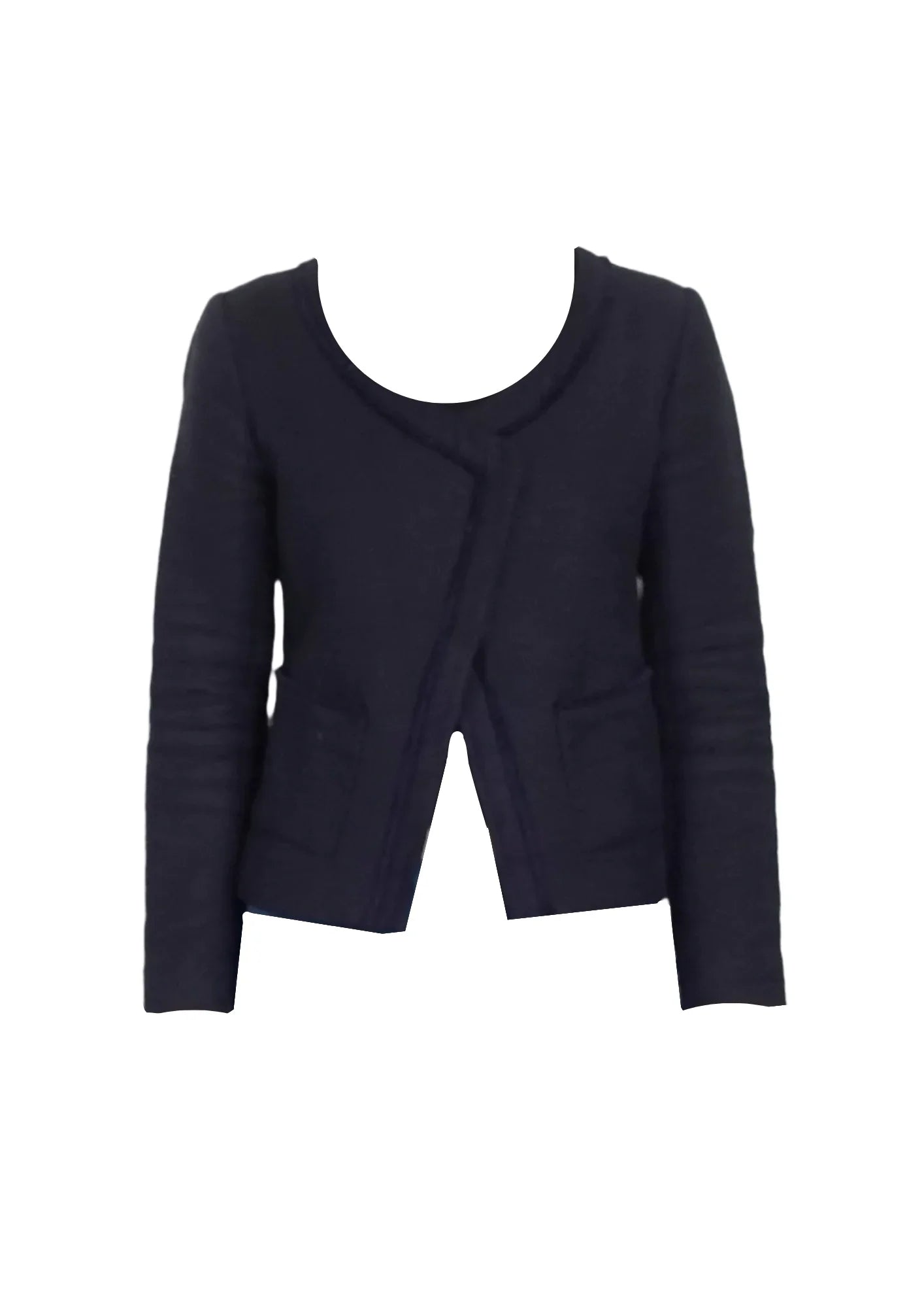 NAVY BLUE ASYMMETRICAL JACKET Notch Collar Peter Pan Collar Cowl Neck