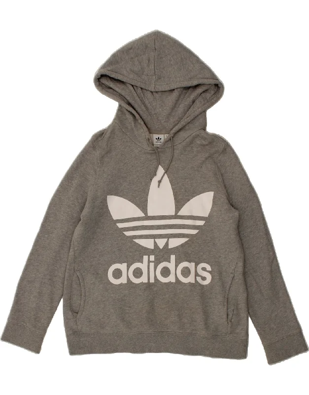 ADIDAS Womens Graphic Hoodie Jumper UK 14 Large Grey Cotton Hoodie with Double Zipper Versatile Adjustable ADIDAS Womens Graphic Hoodie Jumper UK 14 Large Grey Cotton Hoodie with Double Zipper Versatile Adjustable