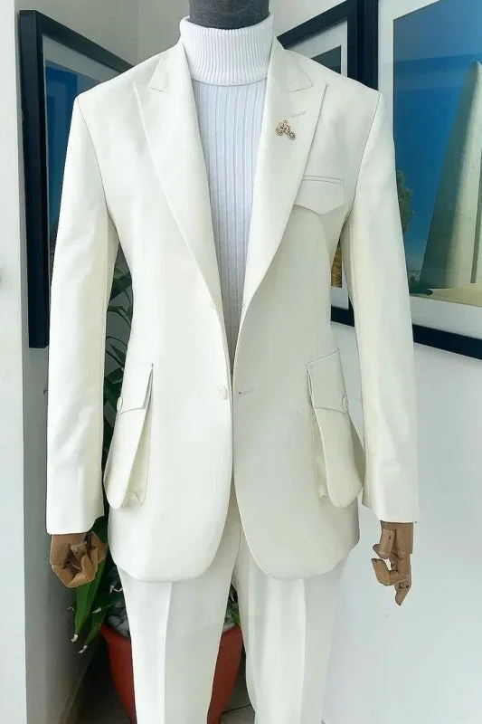 Simple White Peaked Lapel Two Pieces Prom Suits One Button Formal Business Suits Jacket Pants Print Jacket Jacquard Jacket Patchwork Jacket Simple White Peaked Lapel Two Pieces Prom Suits One Button Formal Business Suits Jacket Pants Print Jacket Jacquard Jacket Patchwork Jacket