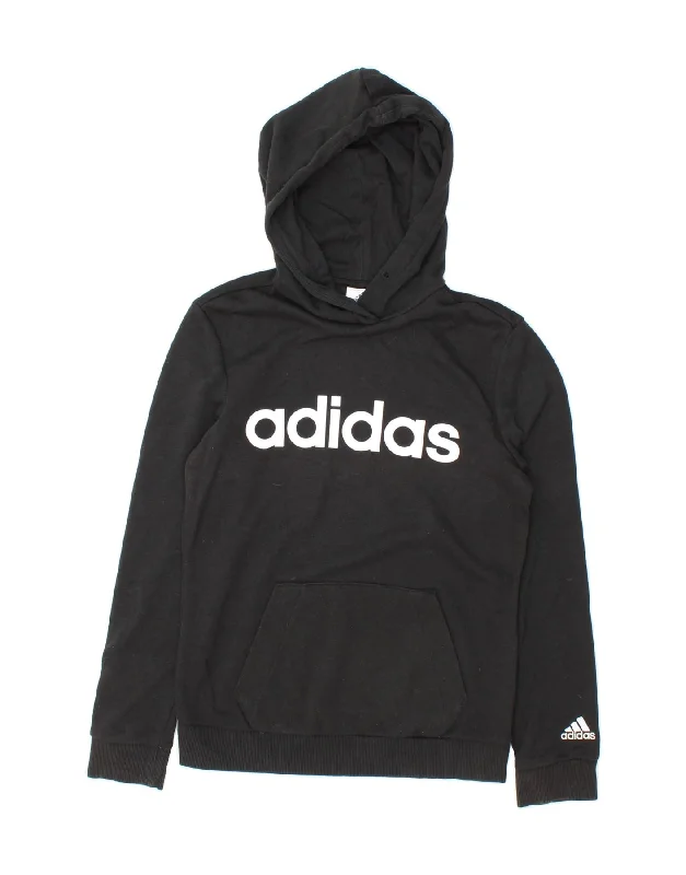 ADIDAS Womens Graphic Hoodie Jumper UK 4/6 XS Black Cotton Hoodie with Drop Shoulder Relaxed Streetwear ADIDAS Womens Graphic Hoodie Jumper UK 4/6 XS Black Cotton Hoodie with Drop Shoulder Relaxed Streetwear