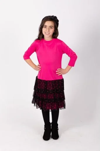 Pink Ruffle Heart Print Dress Tunics Essential wardrobe
