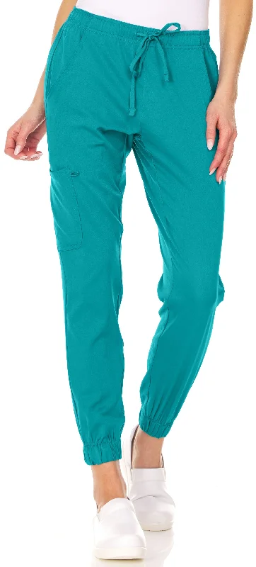 Drawstring Cargo Jogger Pant By MediChic XXS-3X / Teal High-Waist Jeans