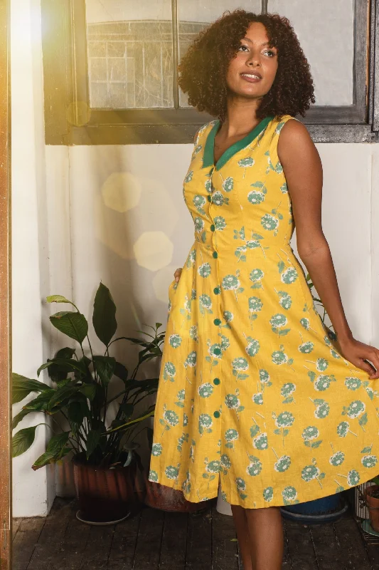 Lemon & Green Linen Dress Tunics Office stylish