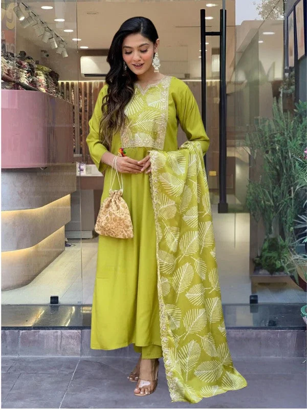 Malishka Export Women Embroidered Viscose Kurti With Pant & Dupatta Set - Lemon Comfortable Jogging Pants Malishka Export Women Embroidered Viscose Kurti With Pant & Dupatta Set - Lemon Comfortable Jogging Pants