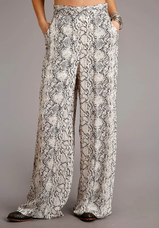 Women's Stetson Rayon Herringbone Snake Skin Print Pants Elegant Wool Trousers