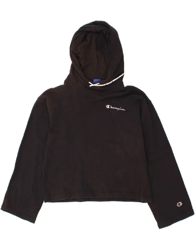 CHAMPION Womens Graphic Crop Hoodie Jumper UK 18 XL Black Cotton Hoodie with Gradient Ombre Colorful CHAMPION Womens Graphic Crop Hoodie Jumper UK 18 XL Black Cotton Hoodie with Gradient Ombre Colorful