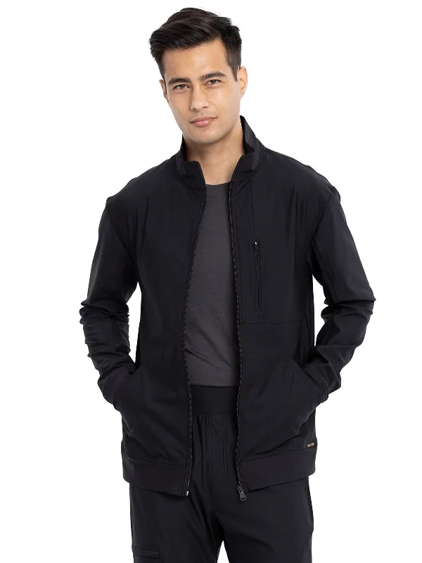Men's Stand Up Collar Zip Front Jacket Satin Fabric Silk Fabric Chiffon Fabric