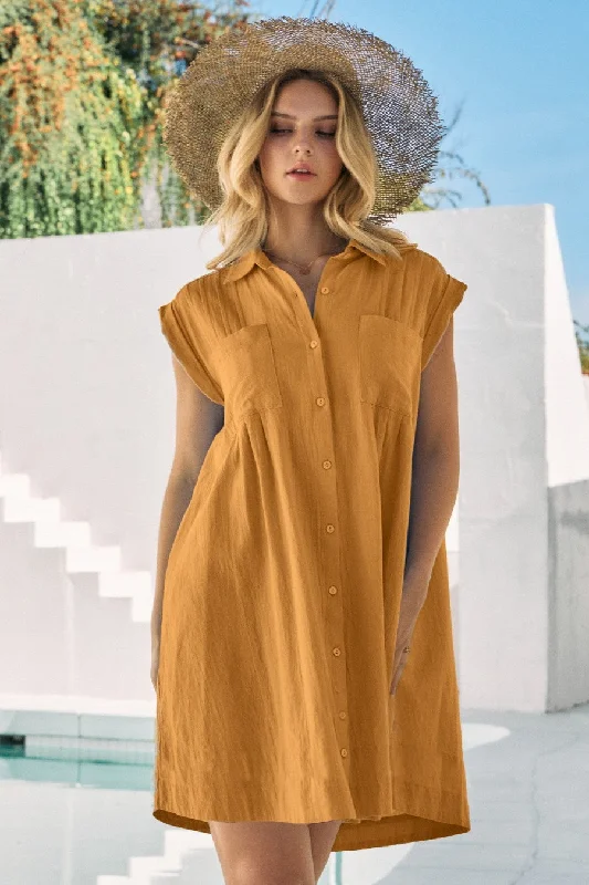 Shirt Style Mini Dress Cozy Long Sleeve Mini Dress