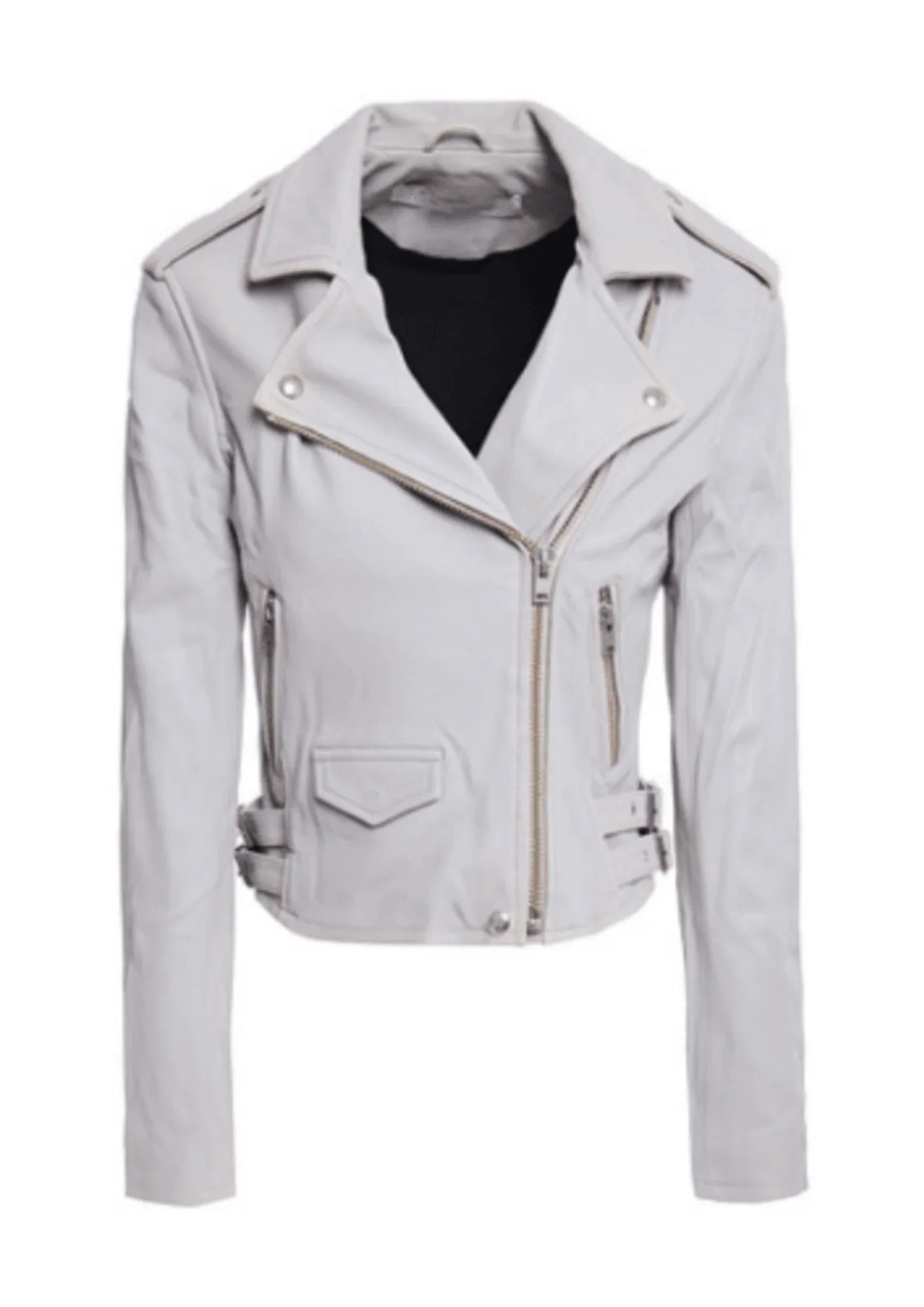 CROPPED LEATHER BIKER JACKET Toggled Jacket Drawstring Jacket Belted Jacket