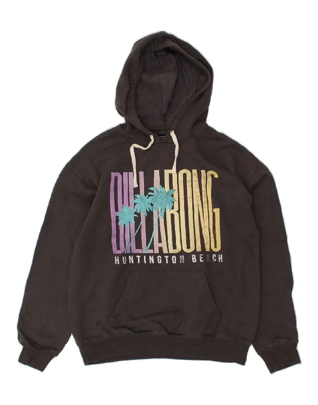 BILLABONG Womens Graphic Hoodie Jumper UK 14 Medium Grey Hoodie Sweatshirt Pullover