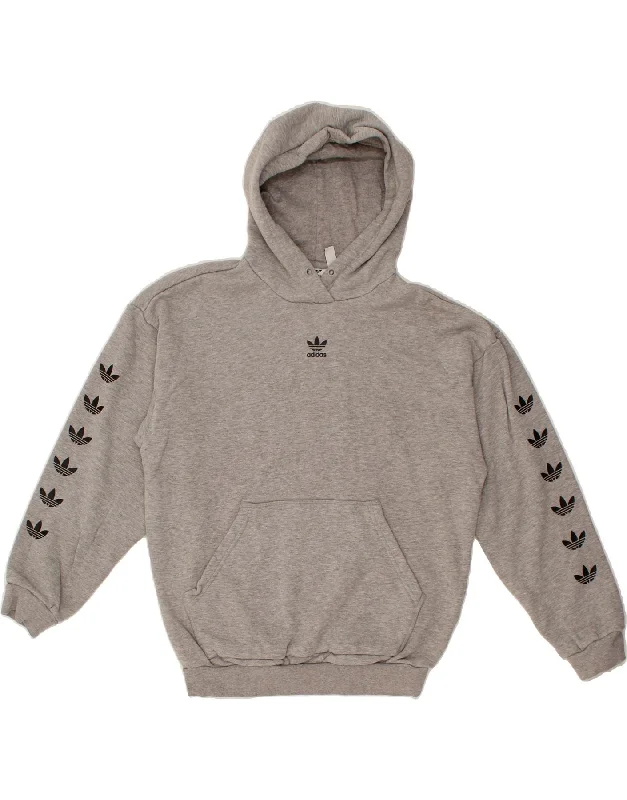 ADIDAS Womens Oversized Graphic Hoodie Jumper UK 6 XS Grey Cotton Hoodie with Sequins Glamorous Eye-catching ADIDAS Womens Oversized Graphic Hoodie Jumper UK 6 XS Grey Cotton Hoodie with Sequins Glamorous Eye-catching