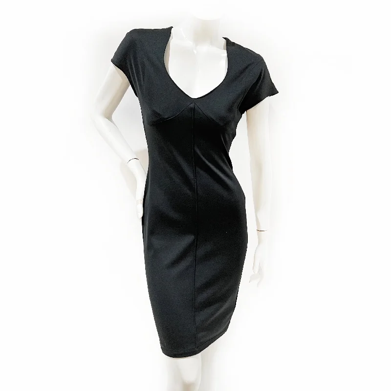 1990s Black Cotton Sheath Dress Maxi Flowy Bohemian