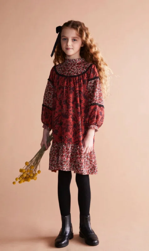 Red Floral Lace Dress 1209 Tunics New arrival