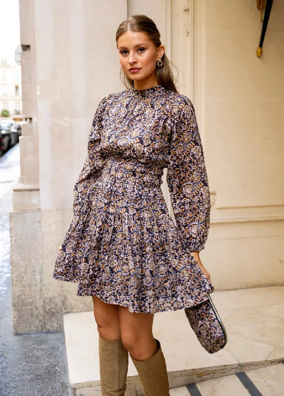 Jeanne Dress Burnt Blockprint Tunics Spring floral