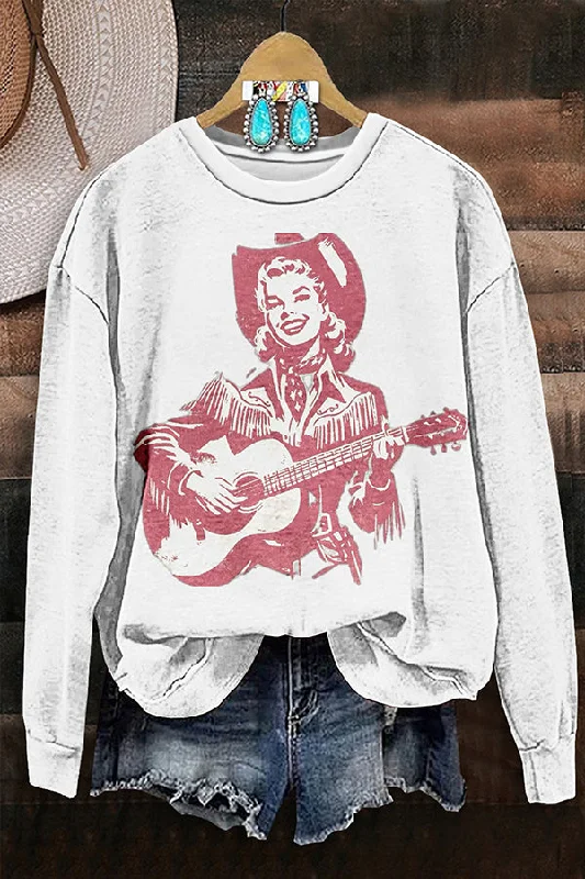 Honky Tonk Gal Sweatshirt Hoodie with Ribbed Neckline Snug Warm