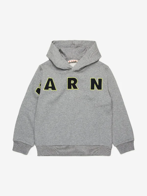 MARNI Kids Logo Hoodie in Grey Hoodie with Pastel Soft Subtle