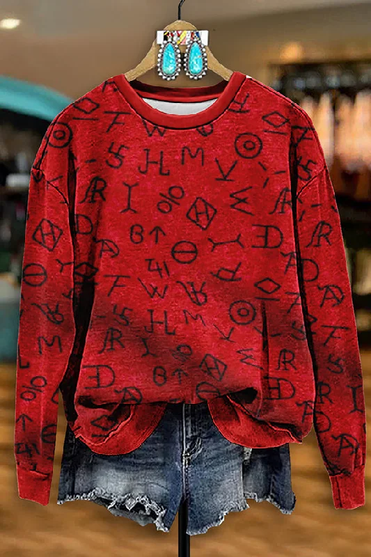 Retro Western Special Pictogram Symbol Sweatshirt Hoodie with Hem Frayed Vintage Worn Retro Western Special Pictogram Symbol Sweatshirt Hoodie with Hem Frayed Vintage Worn